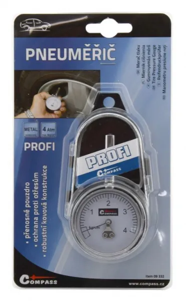 COMPASS Profesionálny merač tlaku v pneumatikách, 4 kg/cm2
