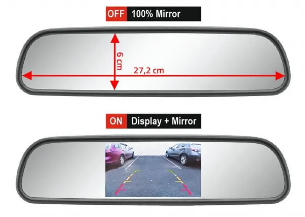 COMPASS LCD displej, spätné zrkadlo