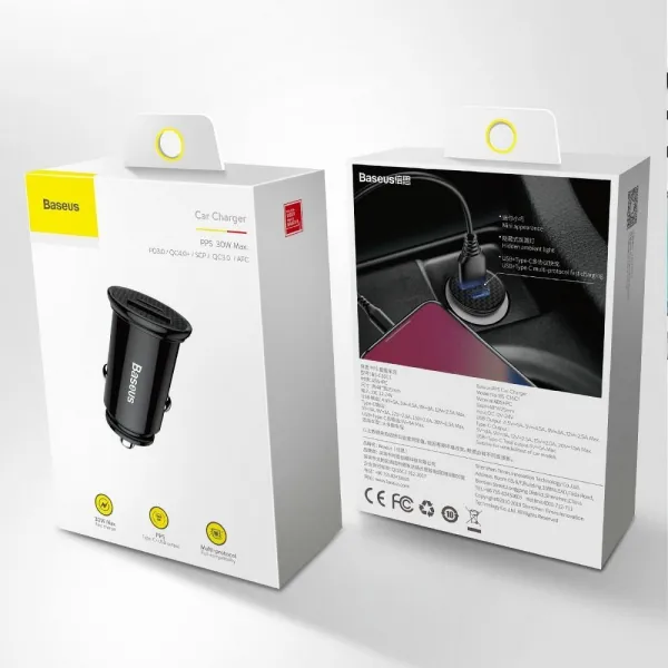 Baseus Circular PD QC4.0+ 5A 30W autonabíjačka (čierna) 017491