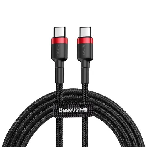 Kábel USB-C na USB-C PD Baseus Cafule PD 2.0 QC 3.0 60W 1m (čierny a červený) 018321