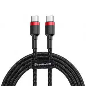 Kábel USB-C na USB-C PD Baseus Cafule PD 2.0 QC 3.0 60W 1m (čierny a červený) 018321