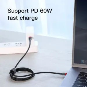 Kábel USB-C na USB-C PD Baseus Cafule PD 2.0 QC 3.0 60W 1m (čierny a červený) 018321