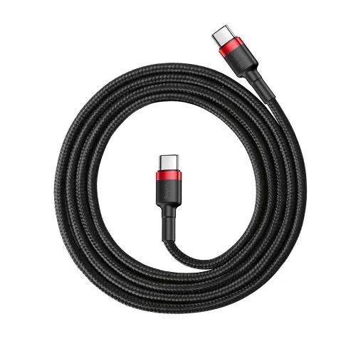 Kábel USB-C na USB-C PD Baseus Cafule PD 2.0 QC 3.0 60W 1m (čierny a červený) 018321