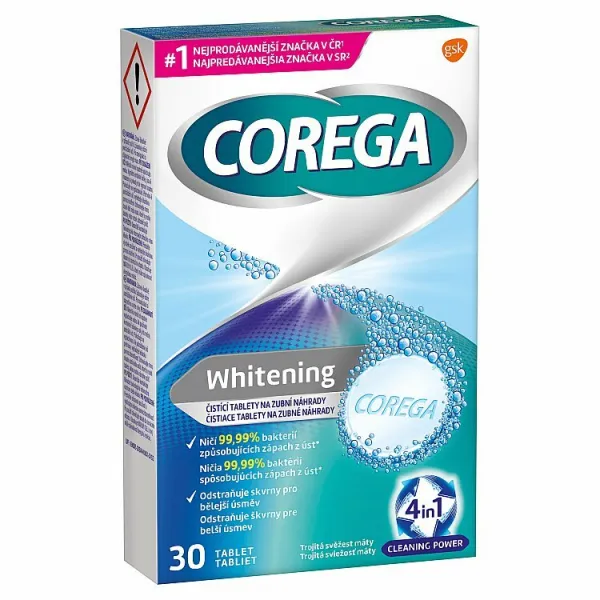Corega Whitening Čistiace Tablety 30 ks