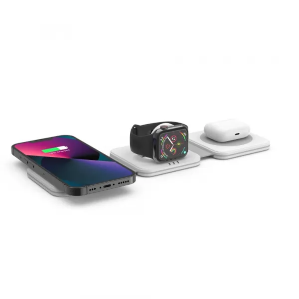 Tech-Protect QI15W-A24 Magnetická bezdrôtová nabíjačka MagSafe 3v1 - biela