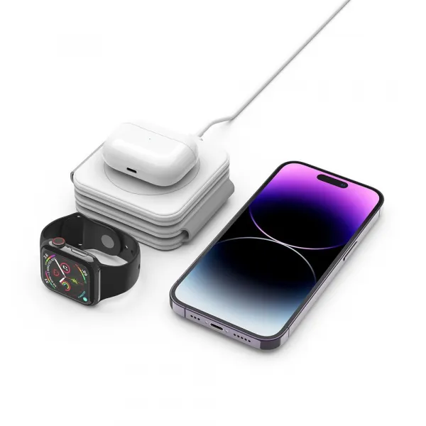 Tech-Protect QI15W-A24 Magnetická bezdrôtová nabíjačka MagSafe 3v1 - biela