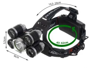 MG T6 čelovka 5x LED, čierna