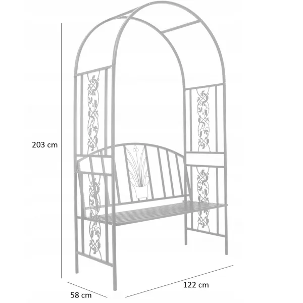 JAKS Záhradná pergola s lavicou 122 x 58 x 203 cm