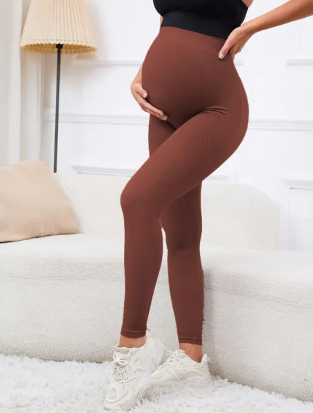 Legínovo Tehotenské push-up legíny tmavo hnedé Veľkosť: M