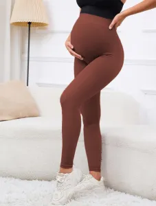 Legínovo Tehotenské push-up legíny tmavo hnedé Veľkosť: M