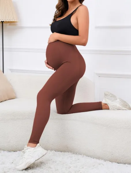 Legínovo Tehotenské push-up legíny tmavo hnedé Veľkosť: M