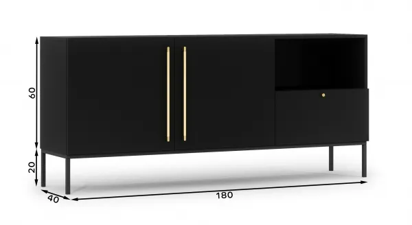 Komoda LANZZI 180 Farba: Čierna/Dub Artisan