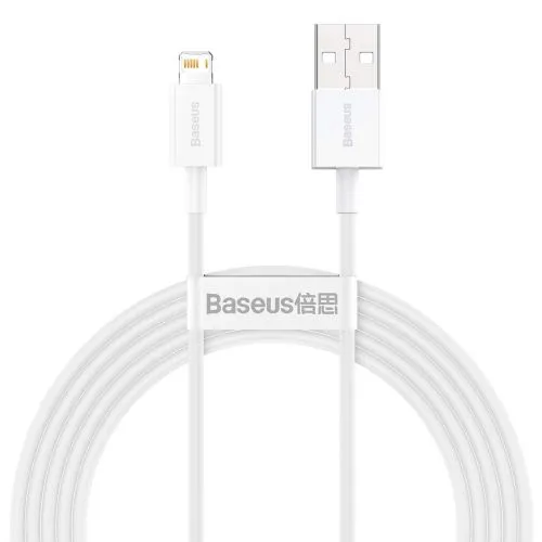 Kábel USB na Lightning Baseus Superior Series, 2,4 A, 2 m (biely) 026223