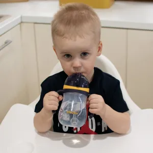 Kúzelná fľaška so slamkou a závažím Akuku 280 ml žltá