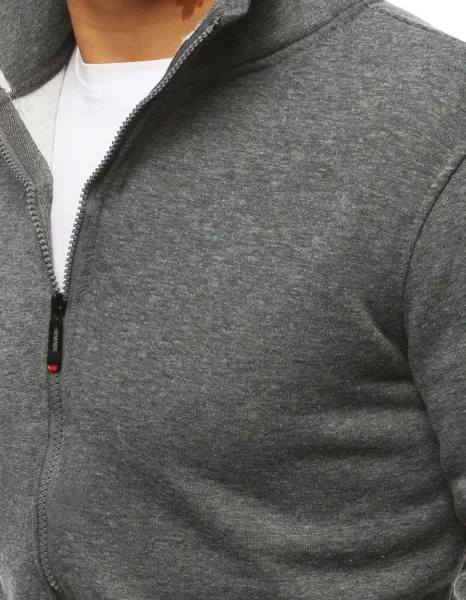 Pohodlná pánska mikina na zips antracitová