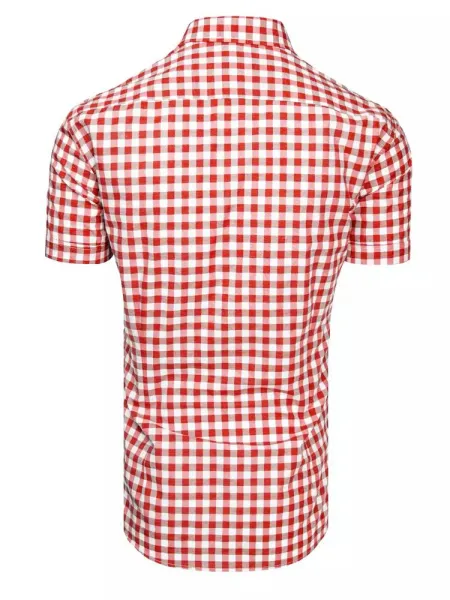 Károvaná košeľa pre pánov bielo-červená