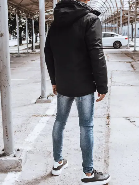 Štýlová zimná čierna bunda pre pánov