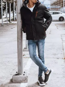 Štýlová zimná čierna bunda pre pánov
