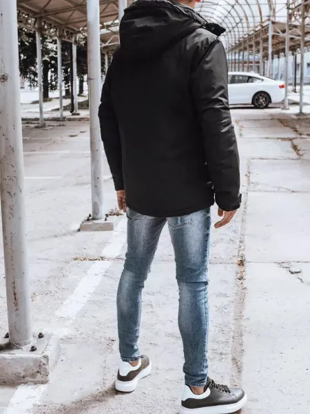 Štýlová zimná čierna bunda pre pánov
