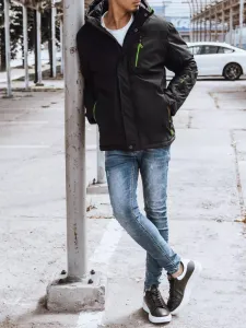 Štýlová zimná čierna bunda pre pánov