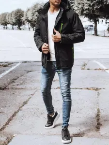 Štýlová zimná čierna bunda pre pánov