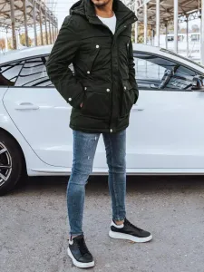 Trendová zelená pánska bunda na zimu