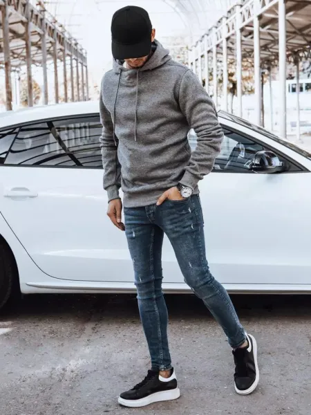Pánska tmavošedá originálna mikina s kapucňou
