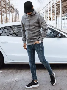 Pánska tmavošedá originálna mikina s kapucňou