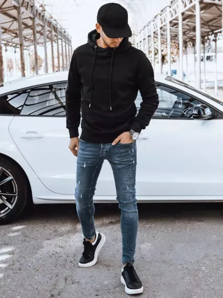 Pánska čierna originálna mikina s kapucňou