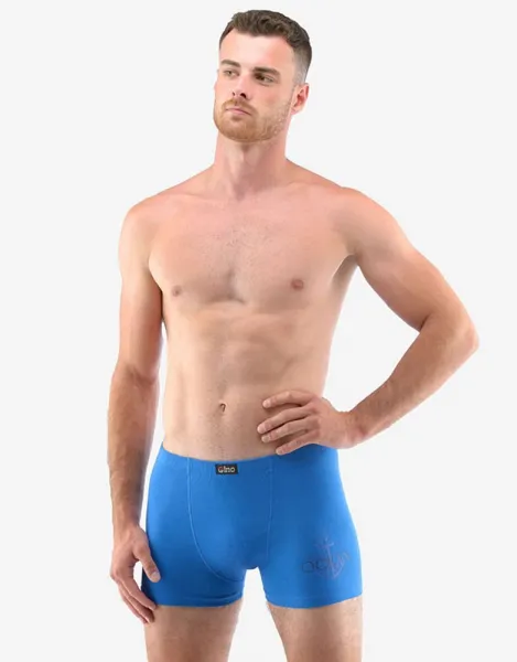 Modré boxerky s krátkou nohavičkou z bavlny Ocean