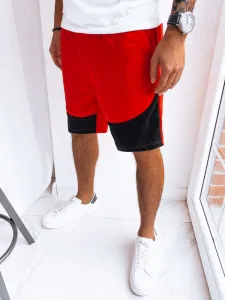 Pánske kraťasy s bočnými vreckami dvojfarebné červeno-čierne