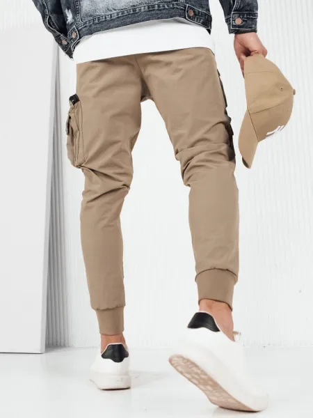 Trendy jogger kapsáčové nohavice pre pánov béžové