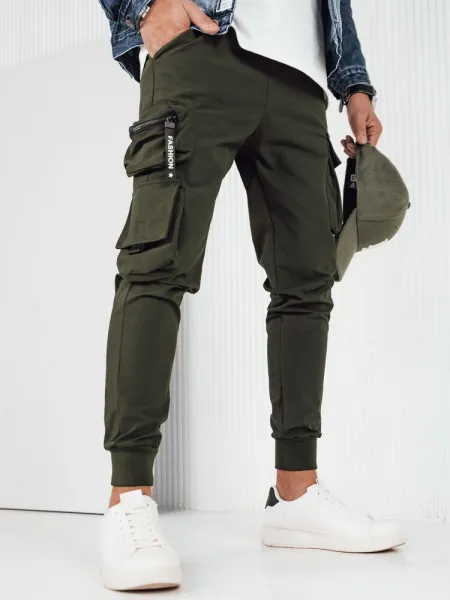 Trendy jogger kapsáčové nohavice pre pánov zelené