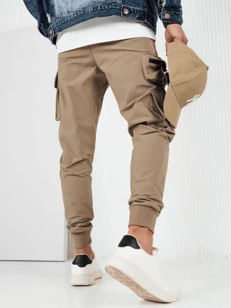 Trendy jogger kapsáčové nohavice pre pánov béžové