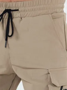 Trendy jogger kapsáčové nohavice pre pánov béžové