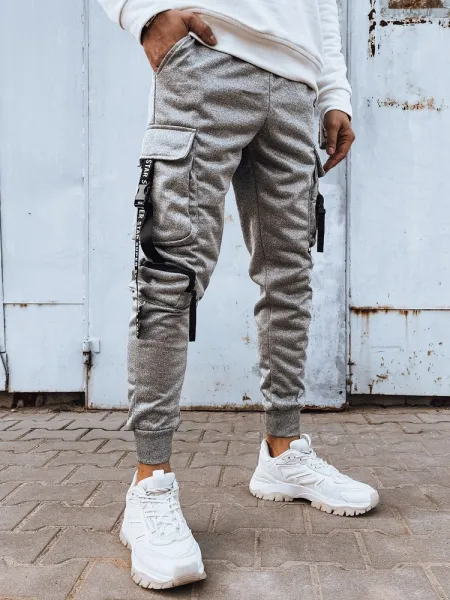 Trendy jogger kapsáčové nohavice pre pánov šedé
