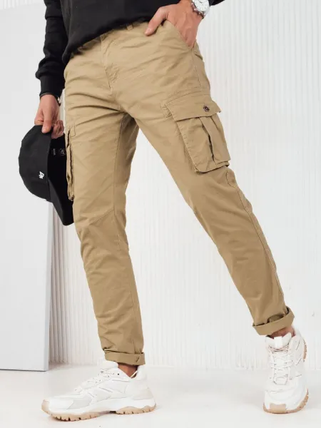 Trendy jogger kapsáčové nohavice pre pánov béžové