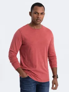 Trendy pánske tričko s dlhým rukávom- tehlové
