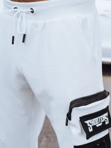 Trendy joggery s ozdobnými prvkami- biele