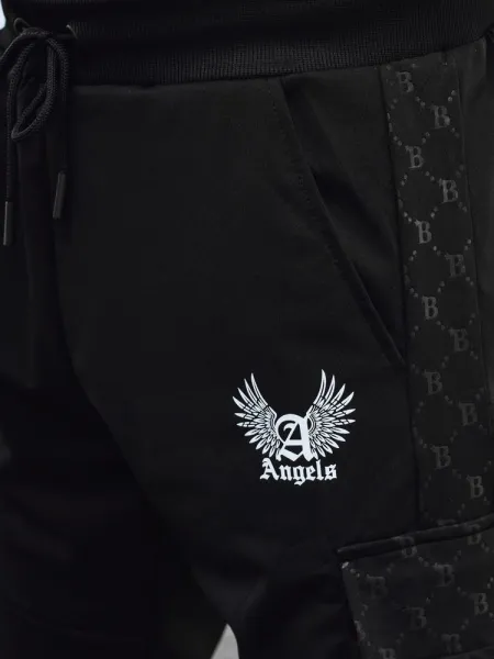 Módne joggery s ozdobnými prvkami- čierne