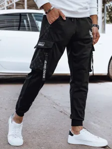 Módne joggery s ozdobnými prvkami- čierne