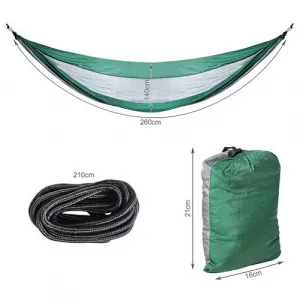 Hojdacia turistická sieť double xxl 140x260cm zeleno sivá | jaks