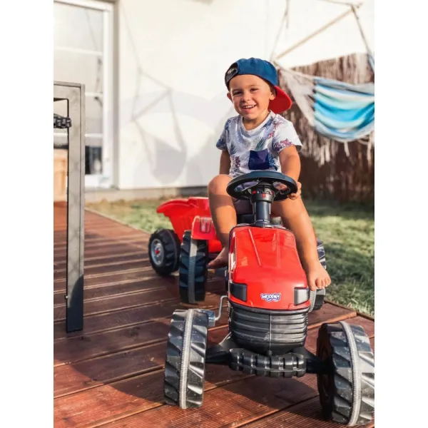JAKS Šliapací traktor s prívesom červený GoTrac maxi