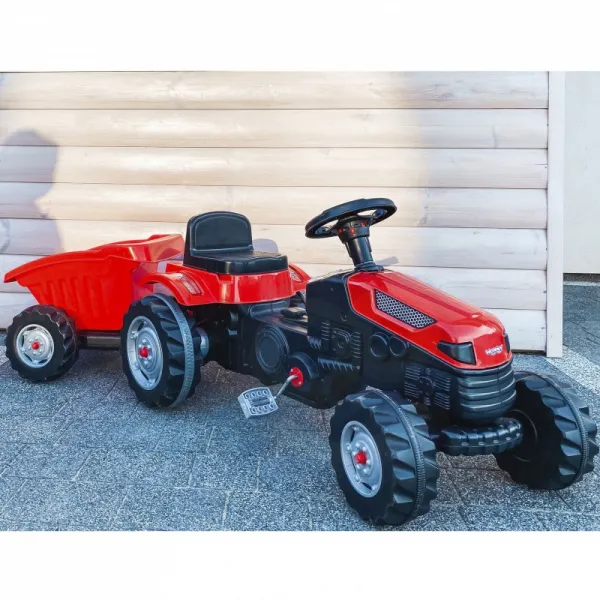 JAKS Šliapací traktor s prívesom červený GoTrac maxi