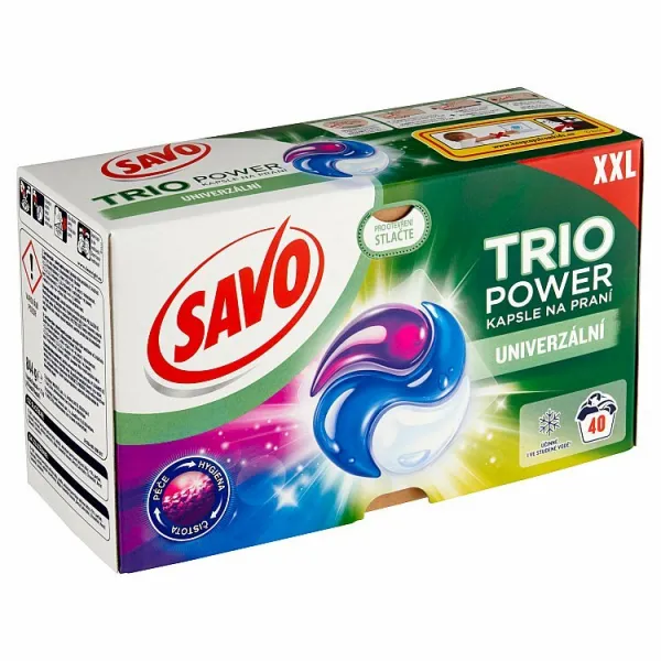 Savo Trio Power univerzálne gélové kapsuly na pranie XXL 40 pranní 844 g