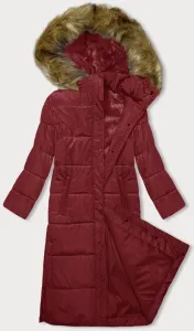 Dlhá dámska zimná bunda s kapucňou MODA726 červená - XL