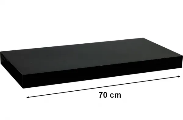 STILISTA VOLATO 31056 Nástenná polica - lesklá čierna 70 cm