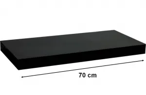 STILISTA VOLATO 31056 Nástenná polica - lesklá čierna 70 cm