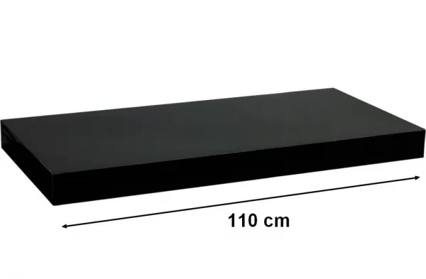 STILISTA VOLATO 31078 Nástenná polica - lesklá čierna 110 cm