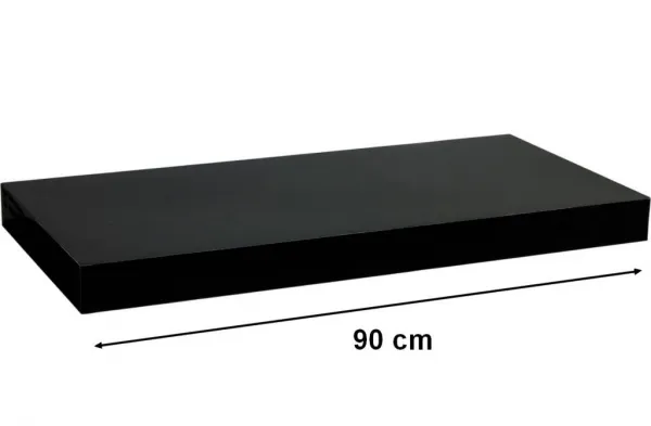 STILISTA VOLATO 31067 Nástenná polica - lesklá čierna 90 cm